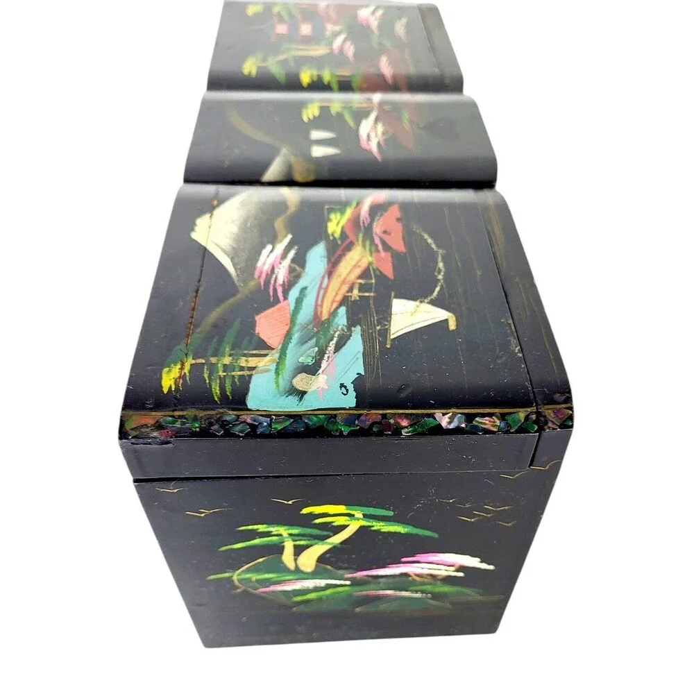 Vintage 1940s Dual Musical Mirrored Jewelry Box Dancing Ballerina & Tuxedo Man